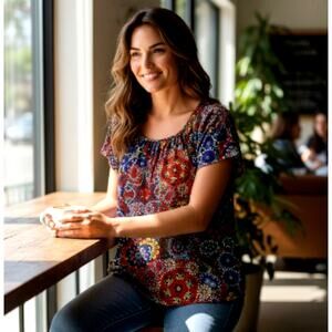 Chic Noracora Womens New w/Tags Red & Blue Sleeveless Blouse - Size XL